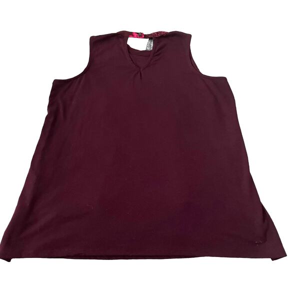 MAURICES ROUND HI-NECK DRESSY TANK TOP, WOMENS, L, FUCHSIA & CRANBERRY, EMBROID - Picture 6 of 12